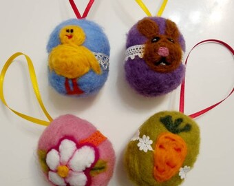 Easter eggs felted 4 pieces.