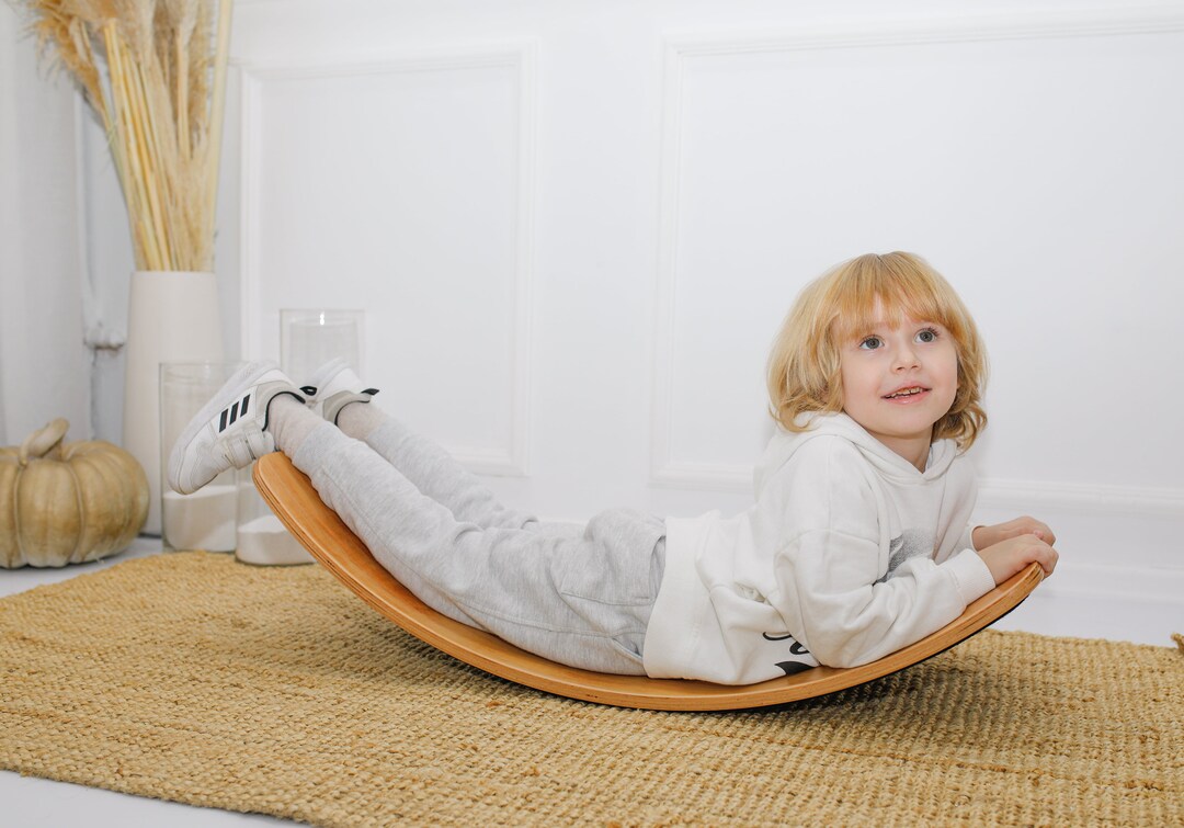 Curved Balance Board Wooden Curvy Board With Felt Balance Etsy