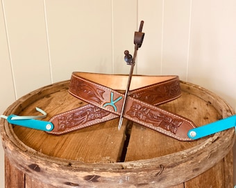 Custom Genuine Leather Tooled Camera Strap