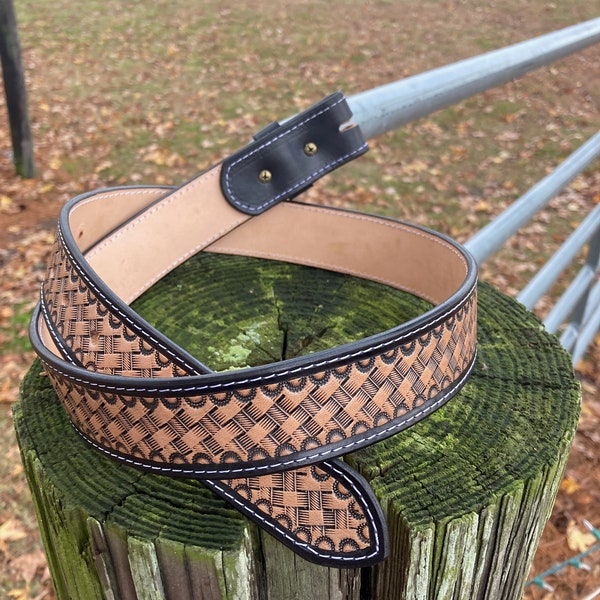 Stamped Leather Belt Etsy