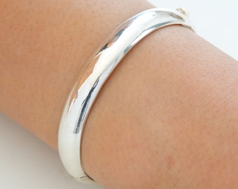 925 Sterling Silver Chunky Bangle, Chunky Silver Bangle, Solid Silver Heavy Bangle, Silver Bangles For Women