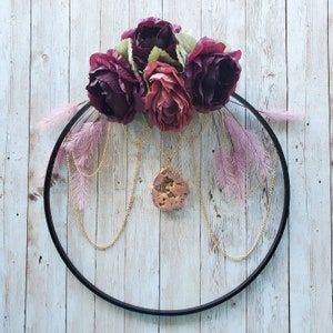 Druzy Crystal and Roses Boho Wreath Home Decor