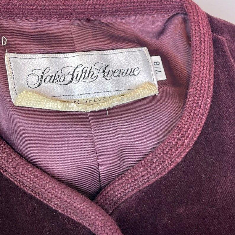 SAKS FIFTH AVENUE Burgundy Cotton Silk Velvet Bow Tie