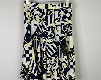 Vintage Nautical Print Flair Skirt inSize Medium