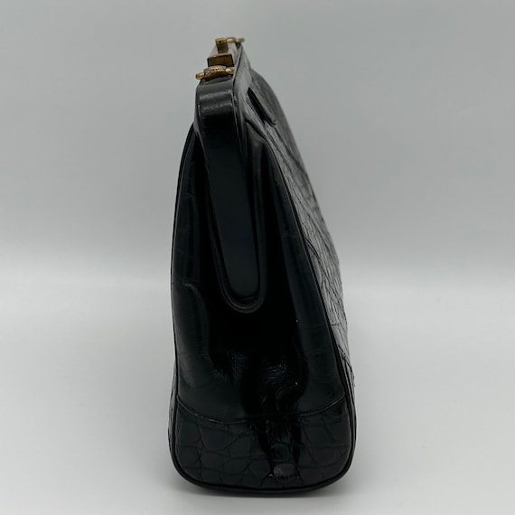 Andrew Geller Vintage Croc Embossed Black Leather… - image 3