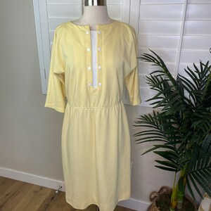 Leslie Fay Vintage Yellow Cotton Dress in Size 8