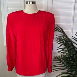 Oleg Cassini Gorgeous Red Silk Blouse in Size 12