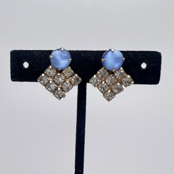 Vintage Rhinestone Screw Back Clip On Earrings wi… - image 1