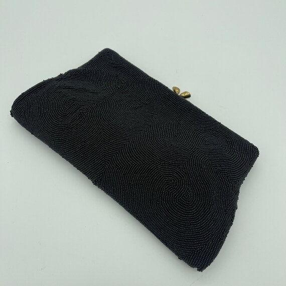 Walborg 1950s Gorgeous Beaded Black Clutch • Hand… - image 2