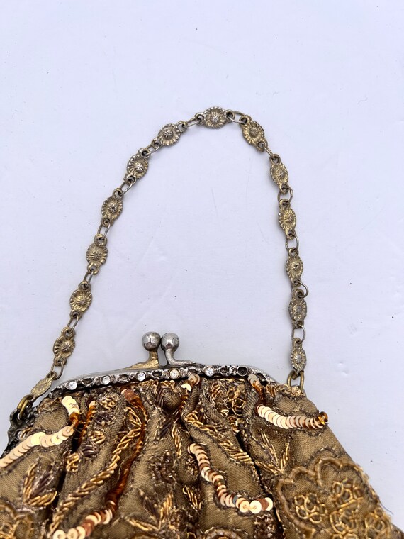 Beautiful Vintage Gold Sequin Evening Bag - image 6