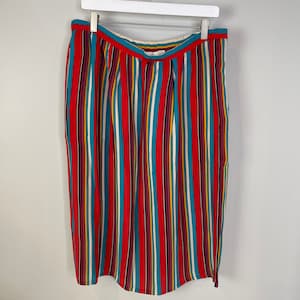 Encore Vintage Multicolor Striped Silk Skirt