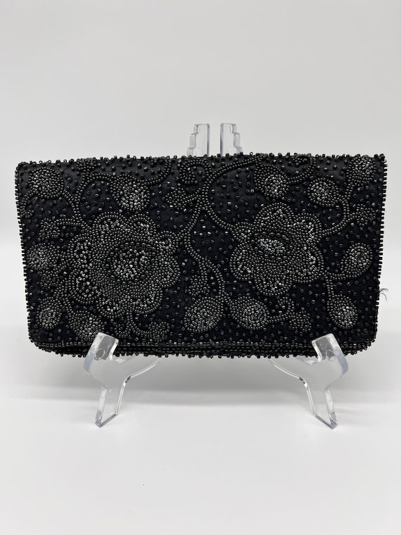 Black Beaded Evening Clutch - image 1