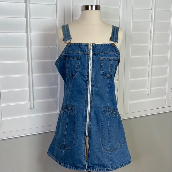 Kisses Blue Vintage Jean Overalls Dress in Size L… - image 1