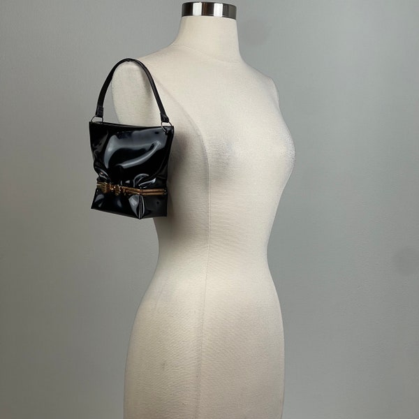 Vintage Patent Leather Structured Too Handle Bag