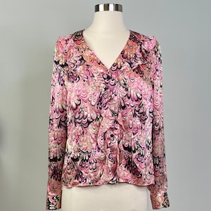 Ganna Vintage Pink Paisley Button Down Blouse