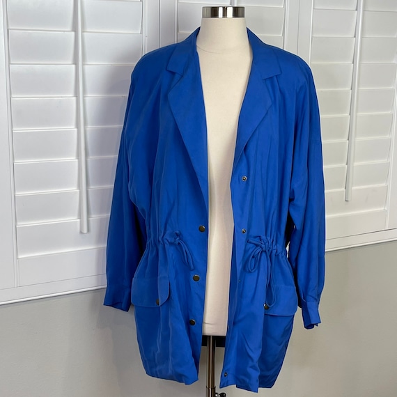 MM by Krizia Vintage Gorgeous Silk Blue Jacket - image 1