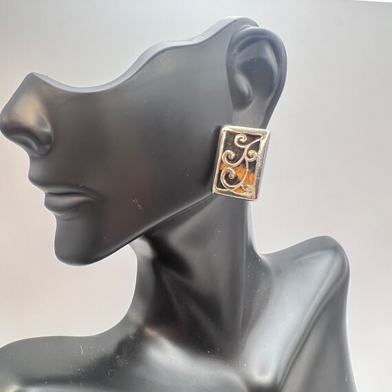 Vintage Rectangular Earrings for Pierced Ears - image 1