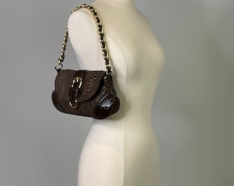 Vintage Adrienne Vittadini 90s Brown Leather Shoulder Bag