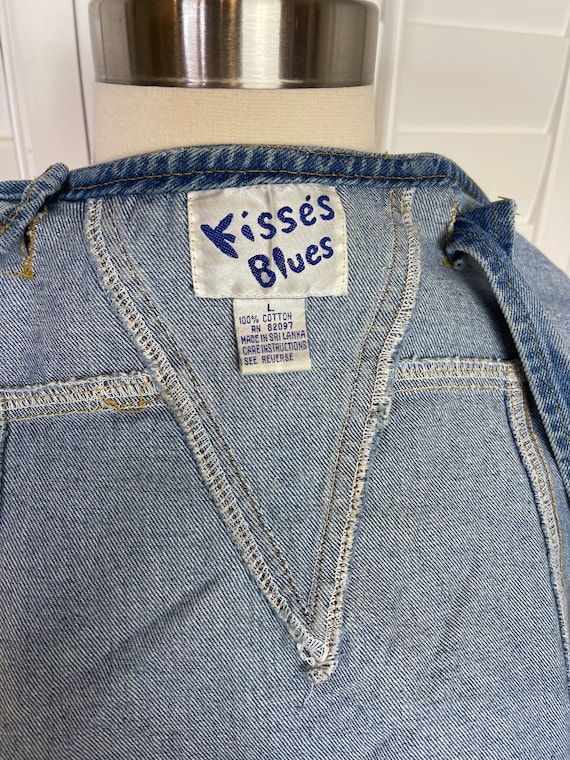 Kisses Blue Vintage Jean Overalls Dress in Size L… - image 5