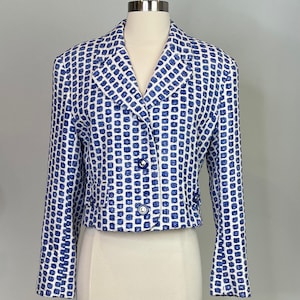 Doncaster Woven Silk Vintage Blue and White Blazer