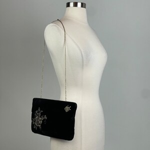 Vintage Black Velvet Convertible Shoulder/Clutch Purse/Handbag