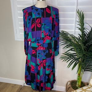 Christian Dior Petites Vintage Top & Skirt Bright Floral 1980s Set