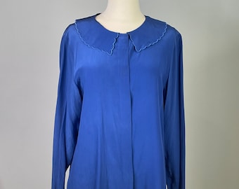 Vintage Silk Blue Blouse in Size 8