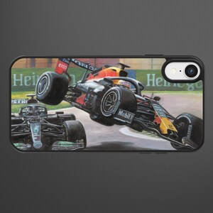 Lewis Hamilton & Max Verstappen Crash Phone Case Painting - F1 gifts