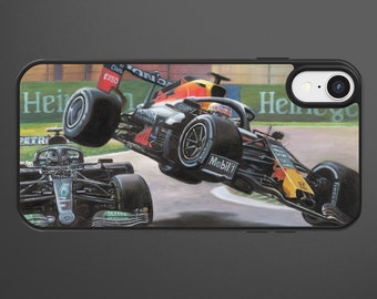 Lewis Hamilton & Max Verstappen Crash Phone Case Painting - F1 gifts