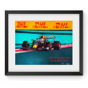 Max Verstappen 2021 Abu Dhabi GP - Giclee Limited Edition Framed Print 105cmx71cm COA