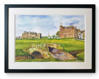 St Andrews Golf - Signed Limited Edition Giclee Framed Print 70cmx50cm | Golf Art Gifts