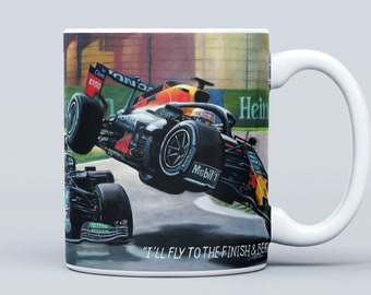 Lewis Hamilton & Max Verstappen F1 Crash Mug Painting - f1 gifts