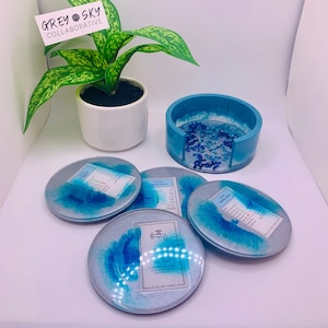 Board Game Blue Epoxy Resin Coaster Set |