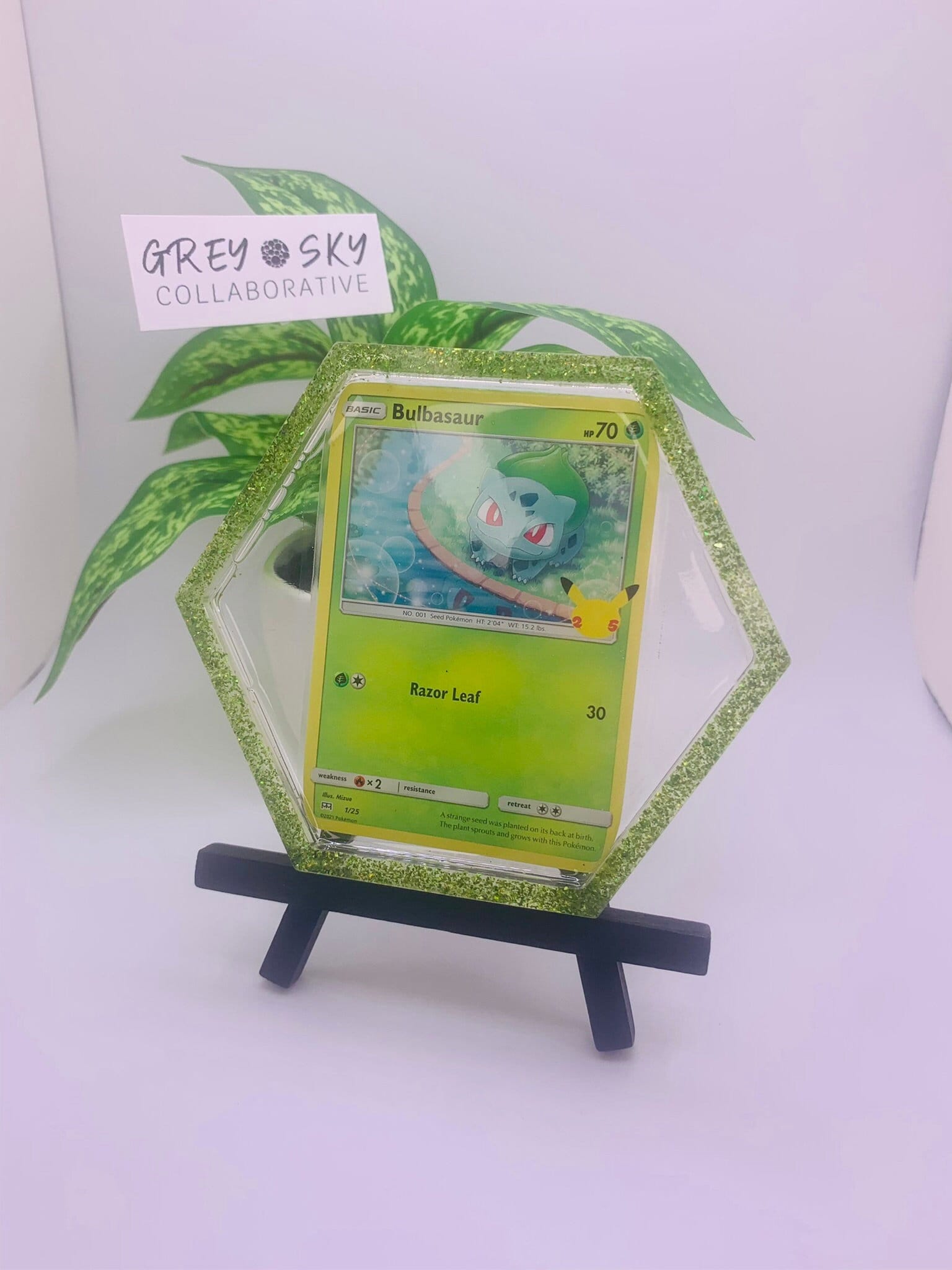 Montagnes russes de cartes Pokémon Bulbasaur | Mini plateau de carte Pokémon | Bulbasaur Pokemon Card Collector Coaster | Pokemon Coaster | Sous-verre