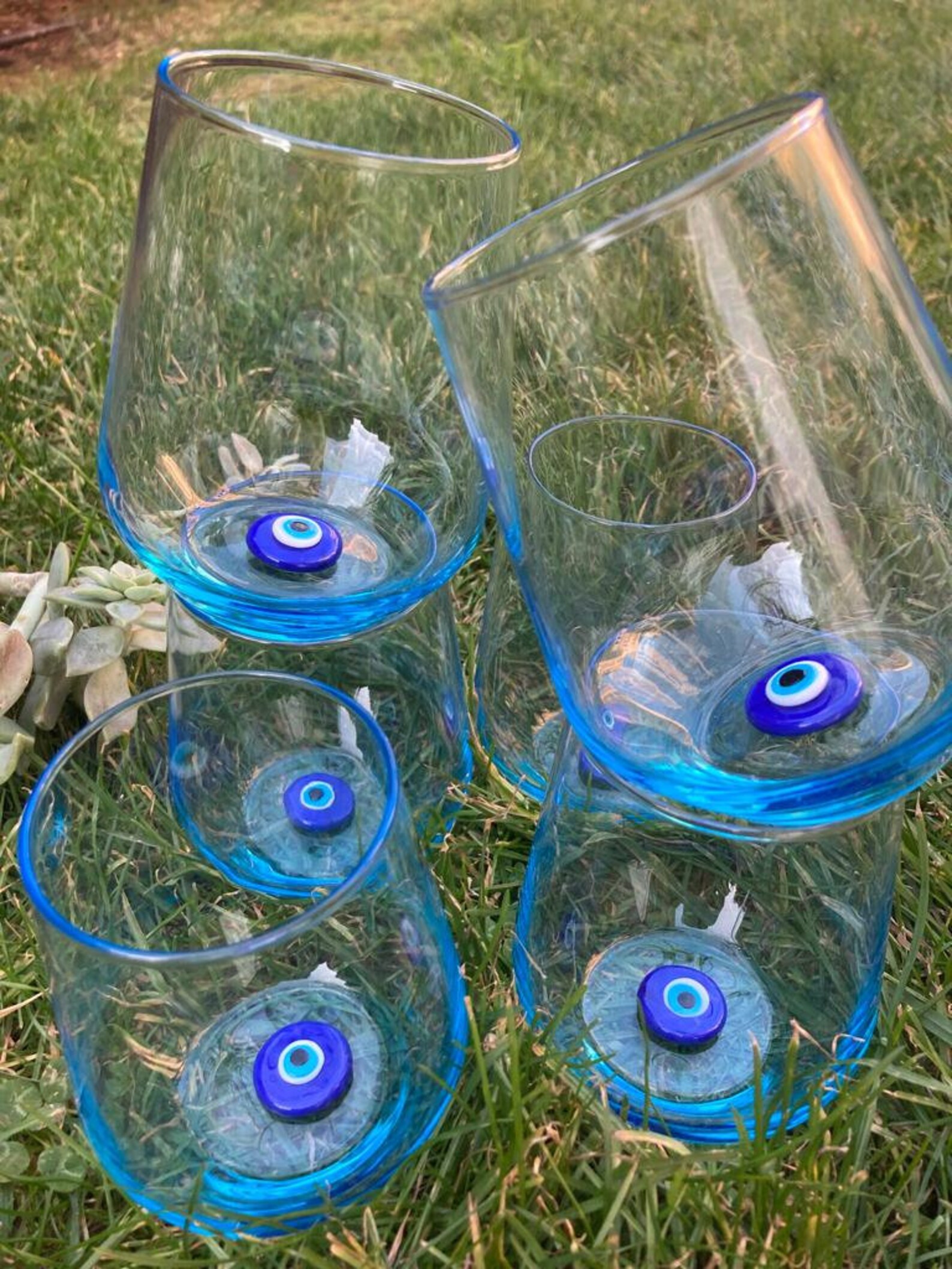 Evil Eye Drink Glasses Cute Glass Cup Water Glass Etsy