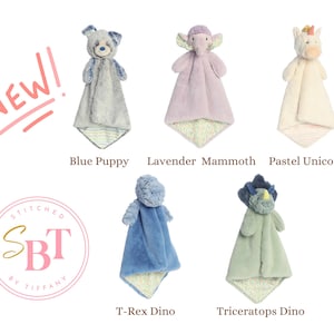Monogrammed animal luvster lovey security blanket personalized custom embroidered baby gift image 3