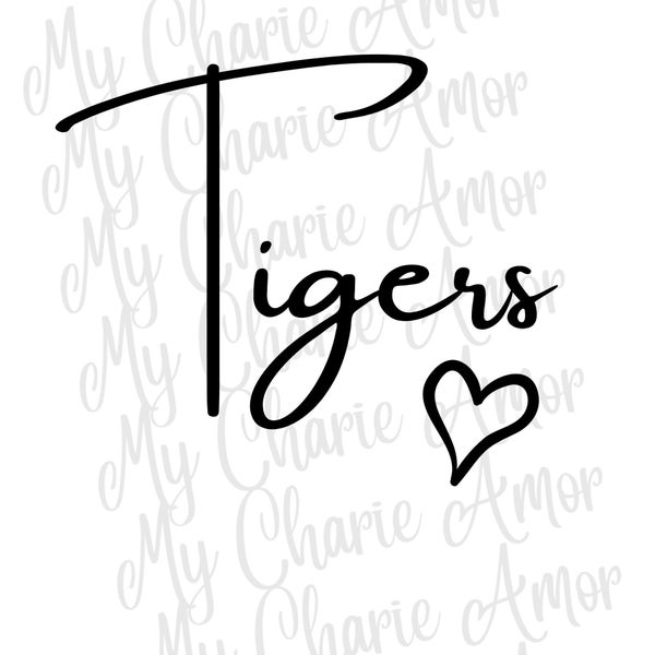 Tigers svg | Tigers png | Heart | School Mascot | Mascot | SVG | PNG | DTG Printing | Digital Download | School Spirit | Shirts | Jerseys