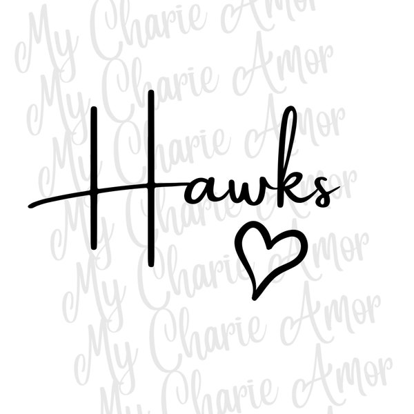 Hawks svg | Hawks png | Heart | School Mascot | Mascot |SVG | PNG | DTG Printing | Digital Download | School Spirit | Shirts | Jerseys