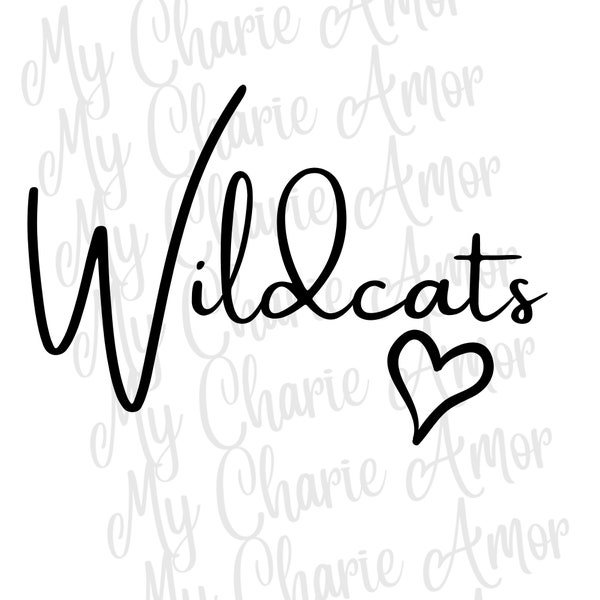 Wildcats svg | Wildcats png | Heart | School Mascot | Mascot |SVG | PNG | DTG Printing | Digital Download | School Spirit | Shirts | Jerseys