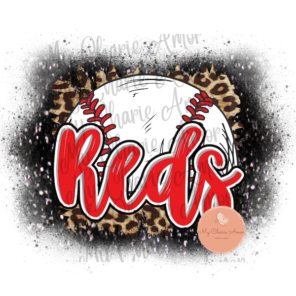 Reds Png, Reds Baseball, Team, Sublimation, Cheetah print, Glitter, Black, White, Red, Digital design, Sublimation design, DTG printing