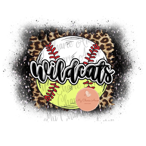 Wildcats Softball, Wildcats Baseball, Sublimation, Cheetah print,Glitter, Black, White, Digital design, Sublimation design, PNG, TG printing