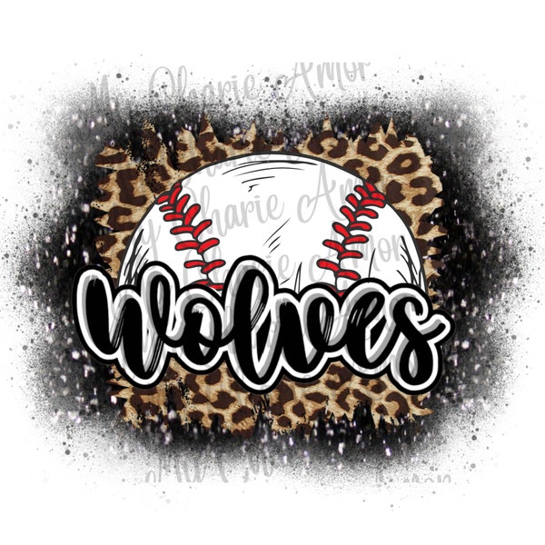 Wolves Png, Wolves Baseball, Team, Sublimation, Cheetah print, Glitter, Black, White, Digital design, Sublimation design, PNG, DTG printing