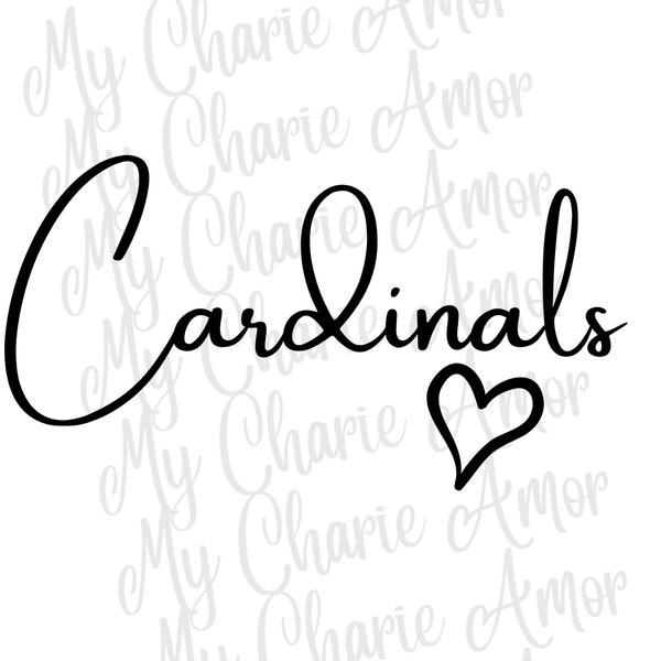 Cardinals svg | Cardinals png | Heart | School Mascot | Mascot |SVG | PNG |DTG Printing |Digital Download | School Spirit | Shirts | Jerseys