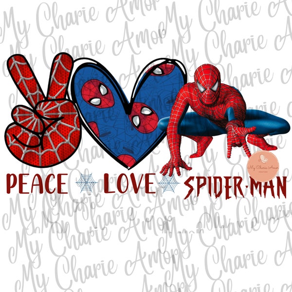 Spider-Man PNG / Spiderman / Sublimación / No Way Home / Melocotón / Amor / Dibujos animados / Descarga digital / Impresión DTG / PNG / Camisa / Diseño
