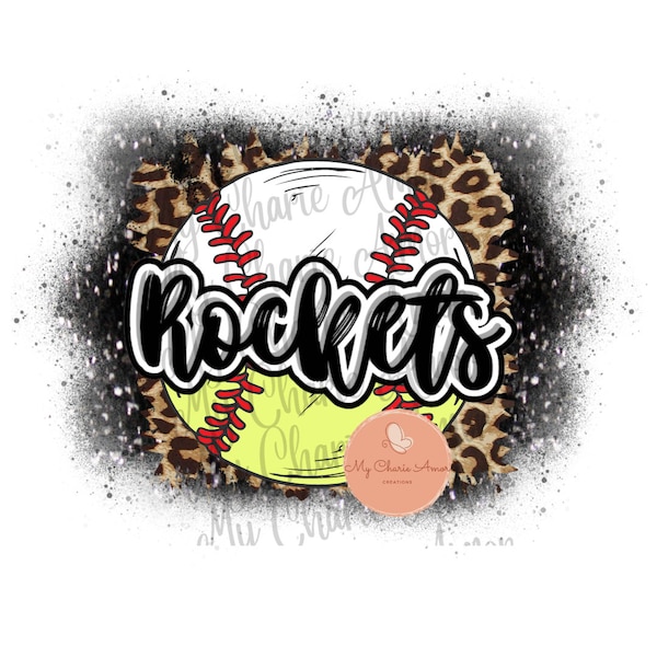 Rockets Softball, Rockets Baseball, Sublimation, Cheetah print, Glitter, Black, White, Digital design, Sublimation design, PNG, DTG printing