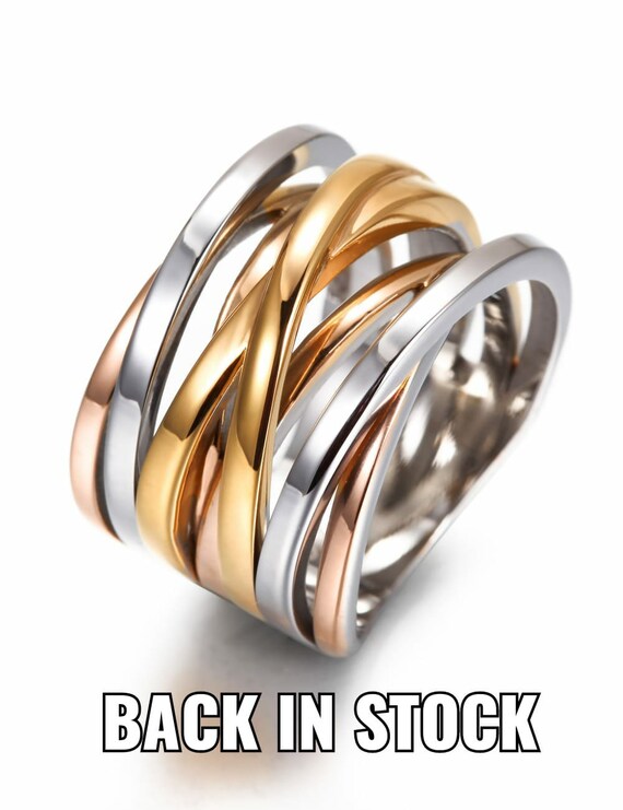 Tri Color Intertwined Ring Etsy