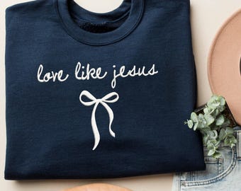 Jesus Embroidery Shirt, Christian Faith Stitched Tee, Minimalist Gift
