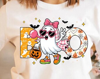 Cute Girl Ghost Blowing Bubble PNG – Adorable Bubblegum Ghost Graphic for T-Shirts, Stickers, Digital Crafts, Halloween Design