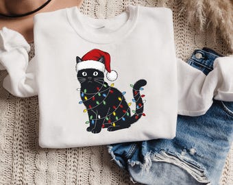 Christmas Cat PNG | Santa Hat, Holiday Sublimation (Digital Download)