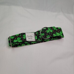 Shamrocks with Gold Dots- Adjustable Dog Collar - Martingale Collar or Traditional Buckle Collar - St. Patrick&#39;s Day